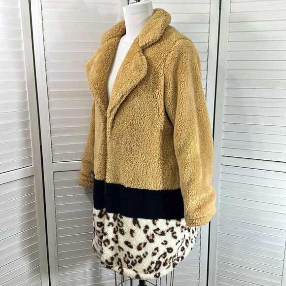 K. Jordan Sherpa Teddy Coat Size XL Color Block Animal Print - Picture 4 of 10